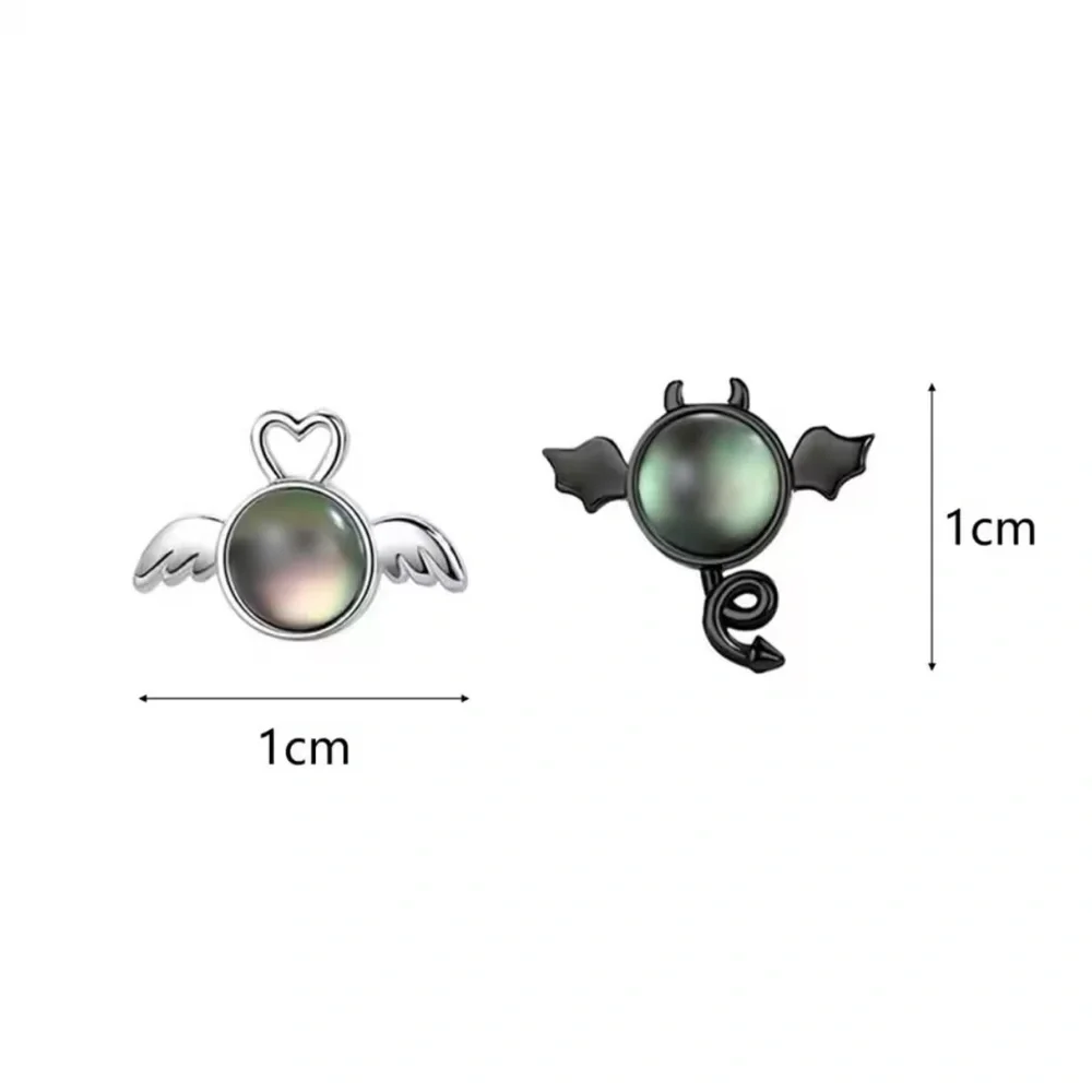 3 For $35 925 Sterling Silver Angel & Devil Moonstone Goth Punk Mismatch Earring